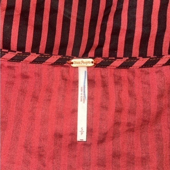 Free People Caroline Red & Black‎ Stripe Long Sleeve Top - Picture 4 of 11